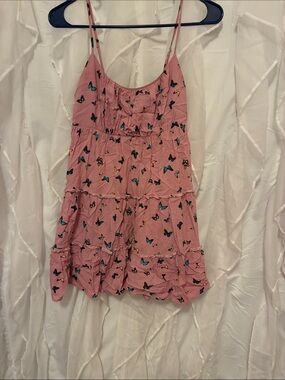 Liberty Love Pink Butterfly Tiered Spaghetti Strap Top